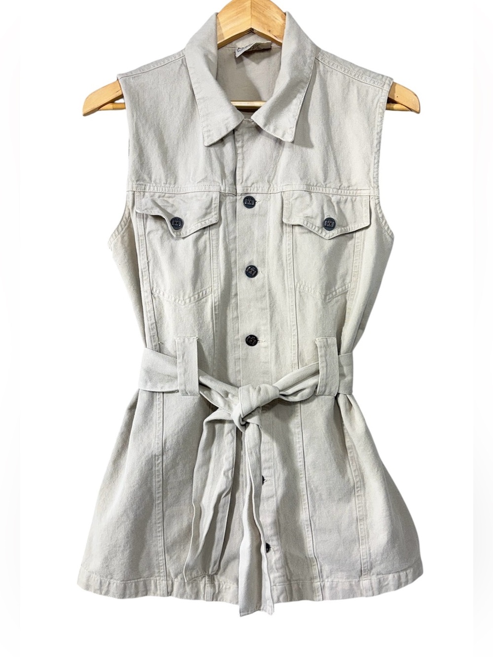 Chico's Cargo Vintage Sleeveless Belted Utility Vest Khaki | Women’s 1/Med
